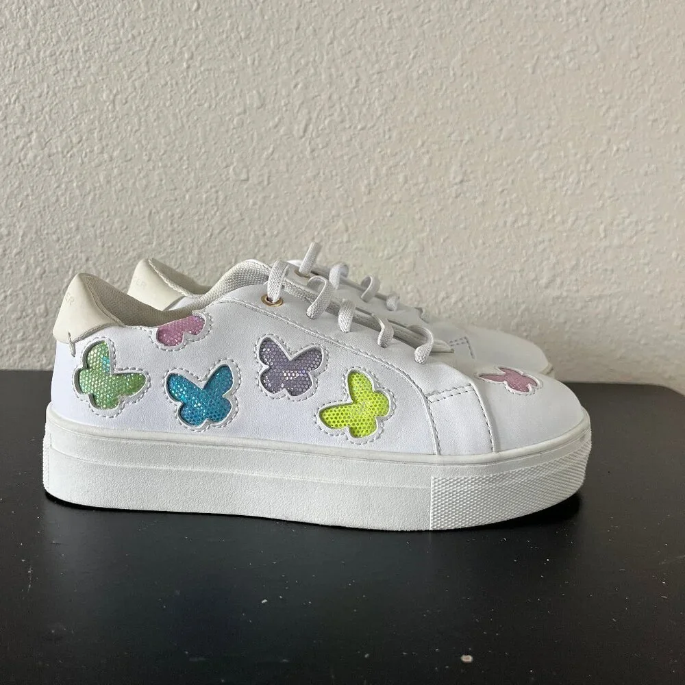 Kurt Geiger Girls Laney Butterfly White Sneakers Shoes Size 3